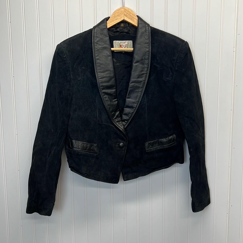 Vintage Adler Suede Balero Black Leather Jacket‎ Sz M